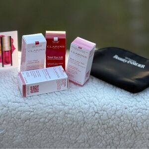 LOT OF 5 CLARINS SKIN CARE MINIS & SEPHORA WRISTLET...FREE SHIP!